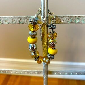 Bright Yellow Charm Bracelet, Fun Statement Jewelry
